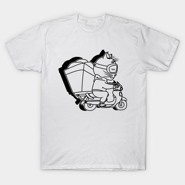 cat as a package delivery person T-Shirt by bloomroge